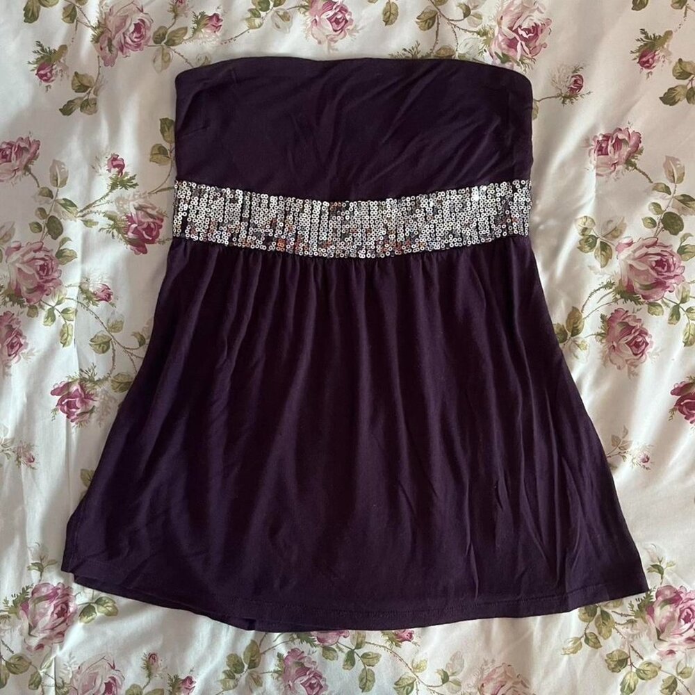 Express Women's Purple and Silver Vest